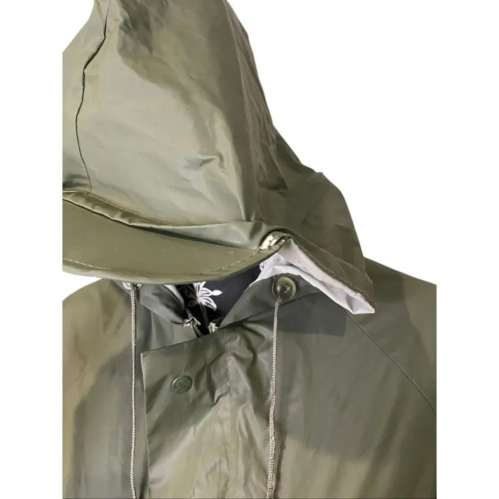 Stearns Dry Wear PVC Rain Jacket Olive Green Hooded Fishing Waterproof Coat